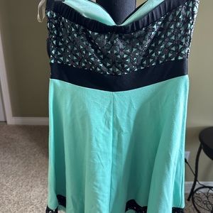 Strapless green dress